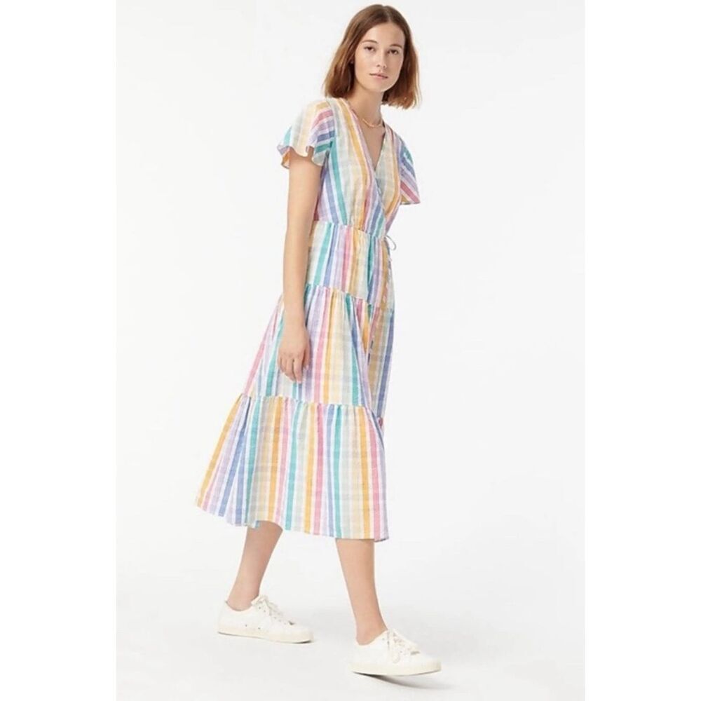 J. Crew Factory Multicolor Striped Midi Dress